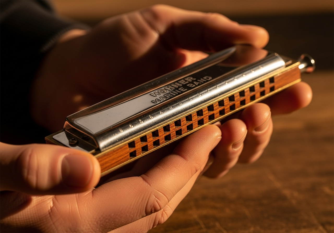 Губная гармошка крупным планом